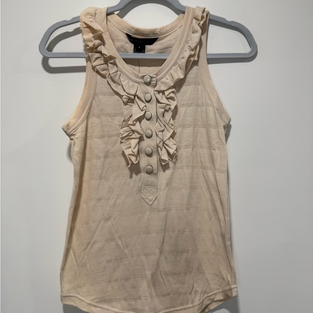 Marc Jacobs Cream Ruffled Tank Top